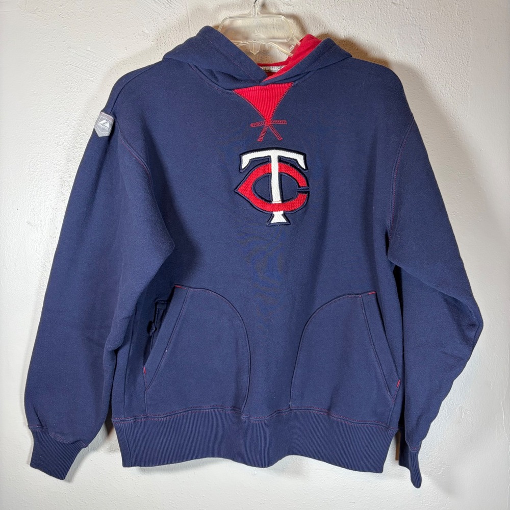 Majestic Minnesota Twins Youth Large Navy Blue Hoodie MLB Baseball Sweatshirt